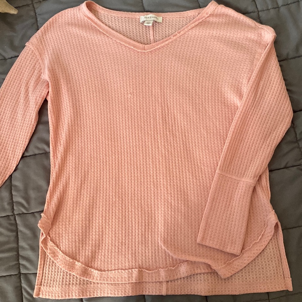 Light pink waffle knit shirt